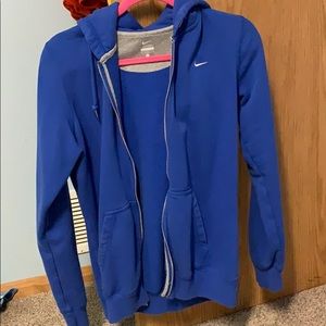 Blue nike zip up sweater